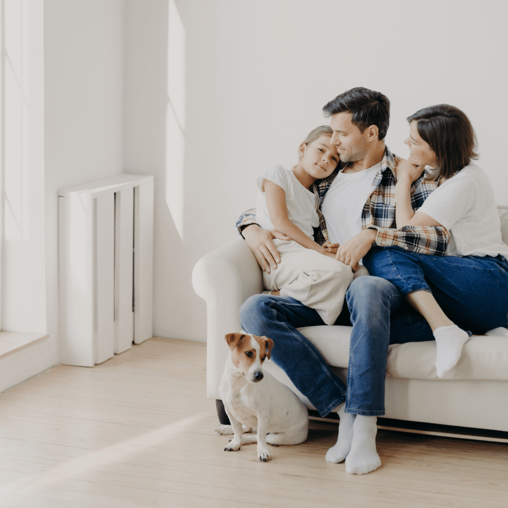 family with dog in home vancouver home cleaning in vancouver